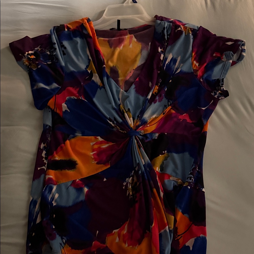 Daisy Fuentes Multicolor Twist-Front Blouse